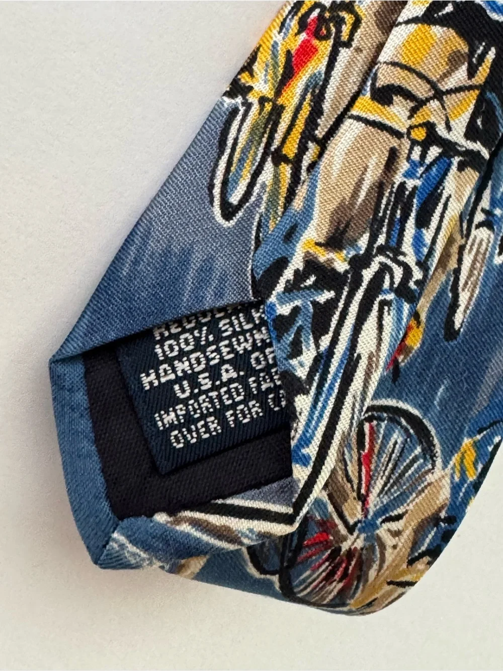 Land’s End 100% Silk Neck Tie-Multicolor Cycling